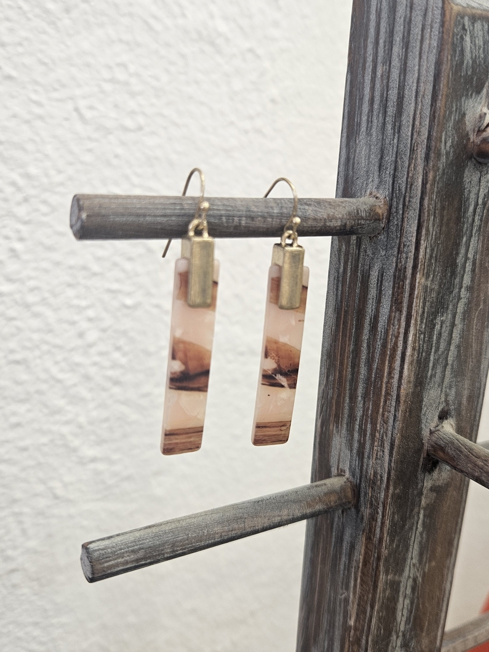 Pink & Brown Marbke Style Earrings